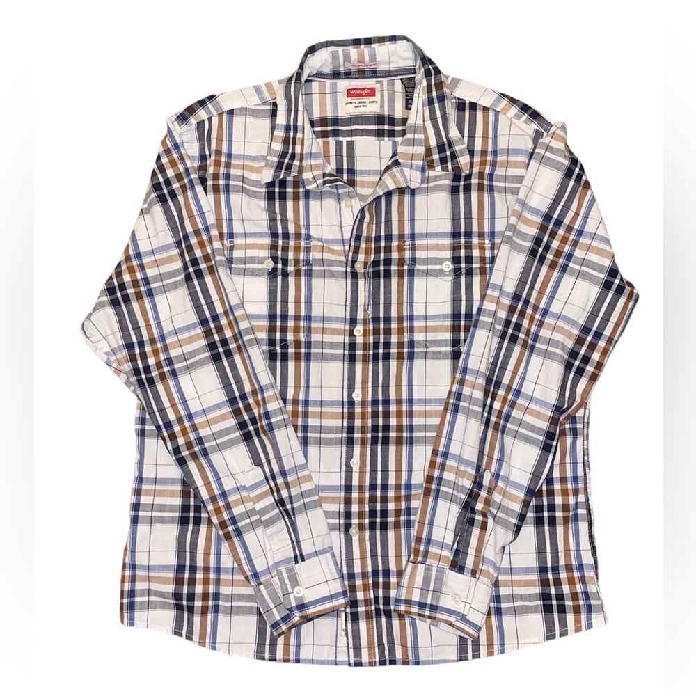 Wrangler Plaid Long Sleeve Button Down Shirt Size XL